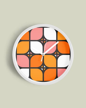 Soyut - Geometrik Temalı Modern Duvar Saati - 35cm - Önü Camlı Beyaz Kasa - Sessiz Mekanizma