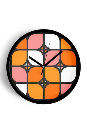 Soyut - Geometrik Temalı Modern Duvar Saati - 35cm - Önü Camlı Siyah Kasa - Sessiz Mekanizma