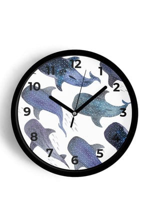 Balina Temalı Modern Duvar Saati - 42cm - Önü Camlı Siyah Kasa - Sessiz Mekanizma