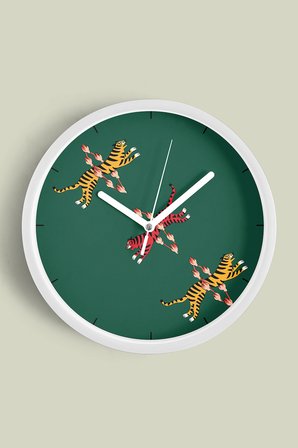 Soyut Kaplan Tasarım Modern Duvar Saati - 30cm - Önü Camlı Beyaz Kasa - Sessiz Mekanizma