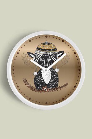Bohem Kurt Modern Duvar Saati - 35cm - Önü Camlı Beyaz Kasa - Sessiz Mekanizma