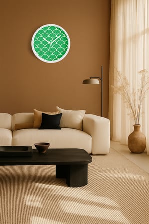 Soyut - Geometrik Temalı Modern Duvar Saati - 35cm - Önü Camlı Beyaz Kasa - Sessiz Mekanizma