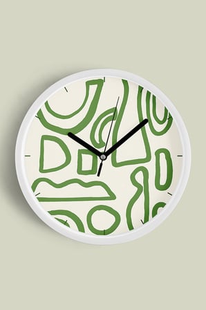 Soyut - Bohem - Geometrik Temalı Modern Duvar Saati - 42cm - Önü Camlı Beyaz Kasa - Sessiz Mekanizma