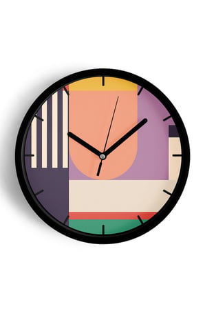 Soyut - Geometrik Temalı Modern Duvar Saati - 35cm - Önü Camlı Siyah Kasa - Sessiz Mekanizma