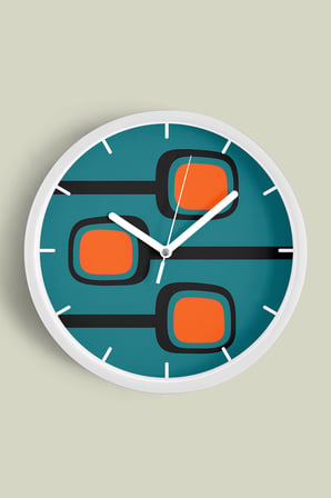 Soyut - Geometrik Temalı Modern Duvar Saati - 30cm - Önü Camlı Beyaz Kasa - Sessiz Mekanizma