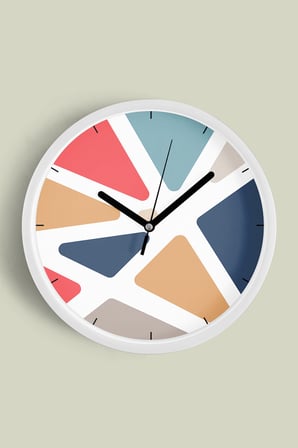 Soyut - Geometrik Temalı Modern Duvar Saati - 35cm - Önü Camlı Beyaz Kasa - Sessiz Mekanizma