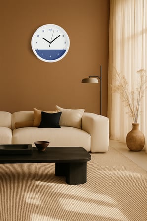 Soyut - Geometrik Temalı Modern Duvar Saati - 35cm - Önü Camlı Beyaz Kasa - Sessiz Mekanizma
