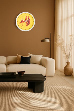 Varoluş Yankısı Modern Tasarım Duvar Saati - 42cm - Önü Camlı Beyaz Kasa - Sessiz Mekanizma
