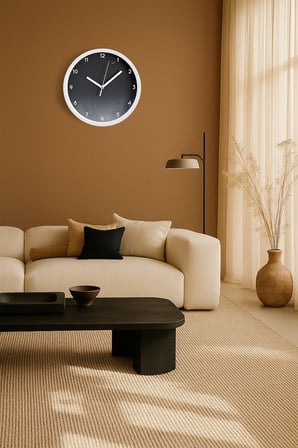 Gece Gökyüzü Temalı Modern Duvar Saati - 35cm - Önü Camlı Beyaz Kasa - Sessiz Mekanizma