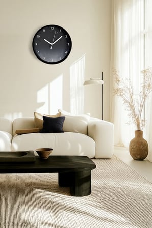 Gece Gökyüzü Temalı Modern Duvar Saati - 35cm - Önü Camlı Siyah Kasa - Sessiz Mekanizma