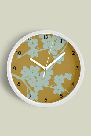 Soyut Çiçekler Modern Tasarım Duvar Saati - 35cm - Önü Camlı Beyaz Kasa - Sessiz Mekanizma