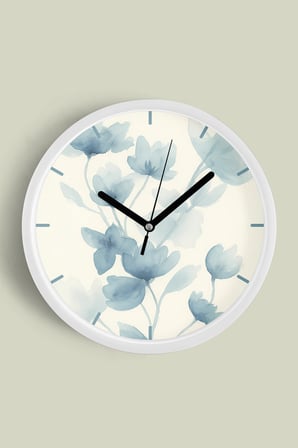 Soyut Bohem Çiçek Modern Tasarım Duvar Saati - 42cm - Önü Camlı Beyaz Kasa - Sessiz Mekanizma