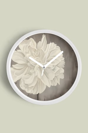 Soyut Bohem Çiçek Modern Tasarım Duvar Saati - 35cm - Önü Camlı Beyaz Kasa - Sessiz Mekanizma