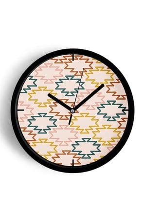 Soyut - Geometrik Temalı Modern Duvar Saati - 42cm - Önü Camlı Siyah Kasa - Sessiz Mekanizma