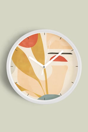 Soyut - Bohem - Geometrik Temalı Modern Duvar Saati - 35cm - Önü Camlı Beyaz Kasa - Sessiz Mekanizma