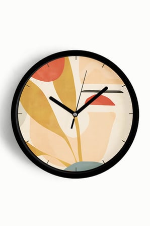 Soyut - Bohem - Geometrik Temalı Modern Duvar Saati - 35cm - Önü Camlı Siyah Kasa - Sessiz Mekanizma