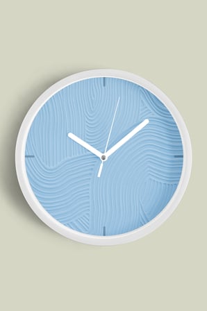 Soyut Alçı Görünümlü Modern Duvar Saati - 30cm - Önü Camlı Beyaz Kasa - Sessiz Mekanizma