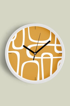 Soyut - Bohem - Geometrik Temalı Modern Duvar Saati - 42cm - Önü Camlı Beyaz Kasa - Sessiz Mekanizma