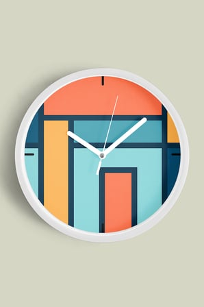 Geometrik Tasarım Modern Duvar Saati - 35cm - Önü Camlı Beyaz Kasa - Sessiz Mekanizma