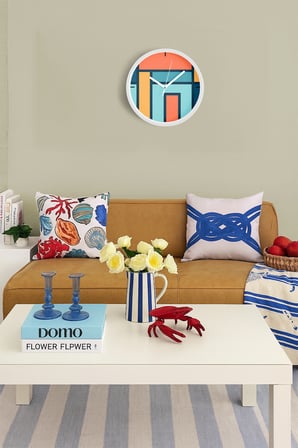 Geometrik Tasarım Modern Duvar Saati - 35cm - Önü Camlı Beyaz Kasa - Sessiz Mekanizma