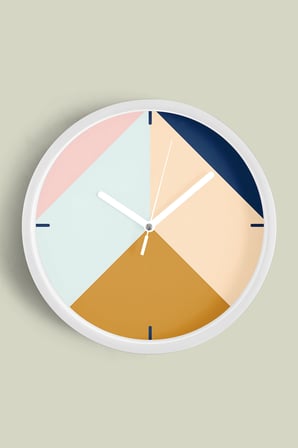 Geometrik Tasarım Modern Duvar Saati - 35cm - Önü Camlı Beyaz Kasa - Sessiz Mekanizma