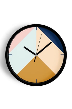 Geometrik Tasarım Modern Duvar Saati - 42cm - Önü Camlı Siyah Kasa - Sessiz Mekanizma