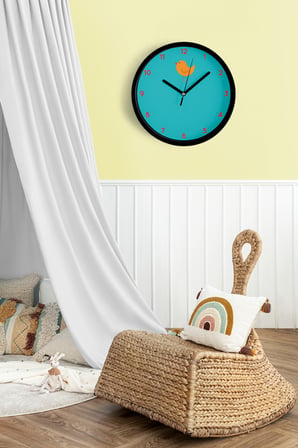 Sevimli Kuş Çocuk Odası Modern Duvar Saati - 42cm - Önü Camlı Siyah Kasa - Sessiz Mekanizma