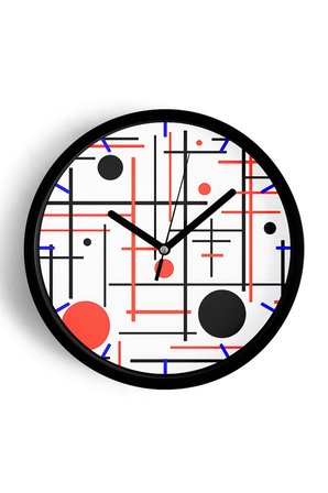 Soyut Geometrik Temalı Modern Duvar Saati - 35cm - Önü Camlı Siyah Kasa - Sessiz Mekanizma