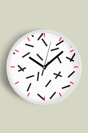 Soyut Geometrik Temalı Modern Duvar Saati - 35cm - Önü Camlı Beyaz Kasa - Sessiz Mekanizma
