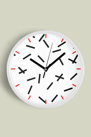 Soyut Geometrik Temalı Modern Duvar Saati - 42cm - Önü Camlı Beyaz Kasa - Sessiz Mekanizma