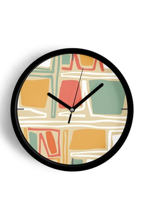 Soyut - Bohem - Geometrik Temalı Modern Duvar Saati - 42cm - Önü Camlı Siyah Kasa - Sessiz Mekanizma