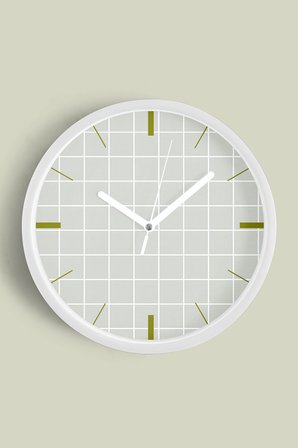 Soyut Geometrik Temalı Modern Duvar Saati - 35cm - Önü Camlı Beyaz Kasa - Sessiz Mekanizma