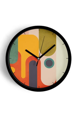 Soyut - Bohem - Geometrik Temalı Modern Duvar Saati - 35cm - Önü Camlı Siyah Kasa - Sessiz Mekanizma