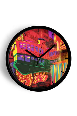 Neon Düşler Modern Tasarım Duvar Saati - 42cm - Önü Camlı Siyah Kasa - Sessiz Mekanizma