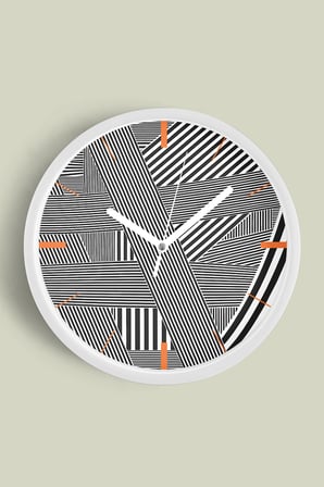 Soyut - Bohem - Geometrik Temalı Modern Duvar Saati - 42cm - Önü Camlı Beyaz Kasa - Sessiz Mekanizma