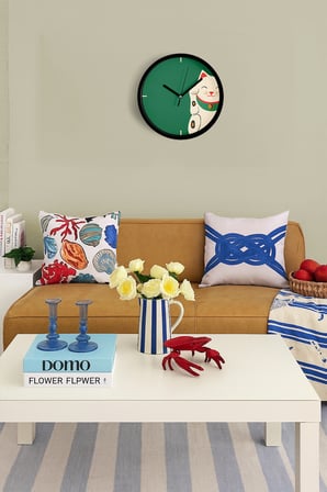 Sevimli Kedi Temalı Modern Çocuk Odası Duvar Saati - 35cm - Önü Camlı Siyah Kasa - Sessiz Mekanizma
