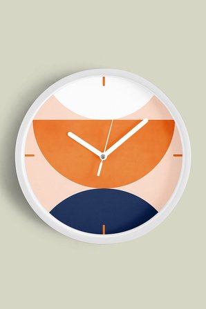 Soyut - Bohem - Renkli Yaprak Temalı Modern Duvar Saati - 35cm - Sessiz Mekanizma