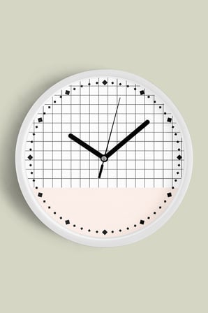 Soyut - Bohem - Geometrik Temalı Modern Duvar Saati - 42cm - Önü Camlı Beyaz Kasa - Sessiz Mekanizma