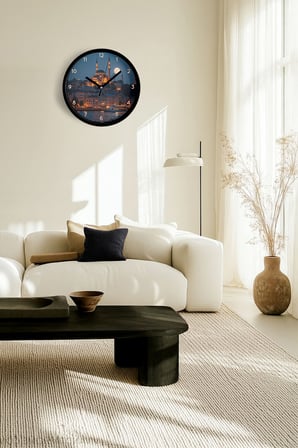 İstanbul Boğazı Ve Cami Manzaralı Modern Duvar Saati - 42cm - Sessiz Mekanizma