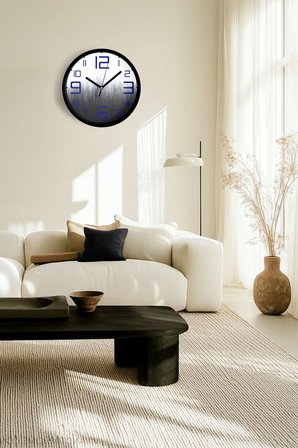 Soyut - Bohem - Geometrik Temalı Modern Duvar Saati - 35cm - Önü Camlı Siyah Kasa - Sessiz Mekanizma