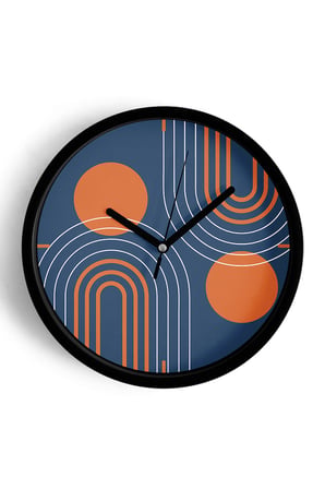 Soyut - Bohem - Geometrik Temalı Modern Duvar Saati - 35cm - Önü Camlı Siyah Kasa - Sessiz Mekanizma
