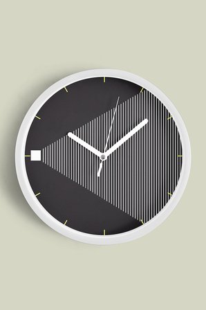 Siyah - Beyaz Optik İllüzyon Modern Tasarım Duvar Saati - 35cm - Sessiz Mekanizma