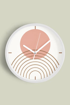 Eskitme Görünümlü Soyut - Bohem Duvar Saati - 35cm - Önü Camlı Beyaz Kasa - Sessiz Mekanizma
