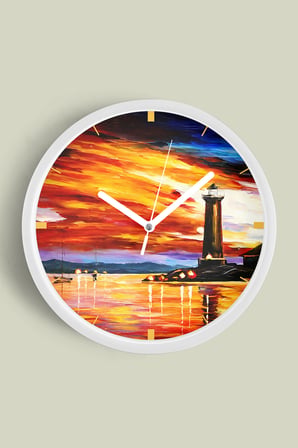 Soyut - Bohem - Geometrik Temalı Modern Duvar Saati - 42cm - Önü Camlı Beyaz Kasa - Sessiz Mekanizma