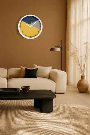 Modern Tasarım Duvar Saati - 42cm - Önü Camlı Beyaz Kasa - Sessiz Mekanizma