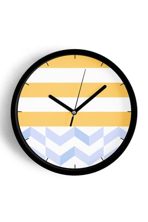 Geometrik Desenli Modern Duvar Saati - 42cm - Önü Camlı Siyah Kasa - Sessiz Mekanizma