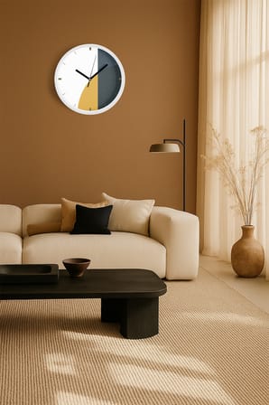 Modern Tasarım Duvar Saati - 42cm - Önü Camlı Beyaz Kasa - Sessiz Mekanizma