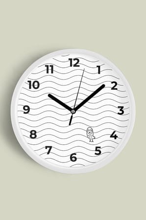 Modern Tasarım Duvar Saati - 42cm - Önü Camlı Beyaz Kasa - Sessiz Mekanizma