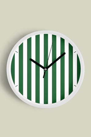 Dikey Çizgili Tasarım Modern Duvar Saati - 35cm - Önü Camlı Beyaz Kasa - Sessiz Mekanizma