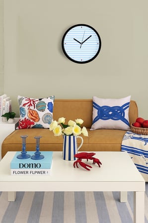 Yatay Çizgili Tasarım Modern Duvar Saati - 42cm - Önü Camlı Siyah Kasa - Sessiz Mekanizma